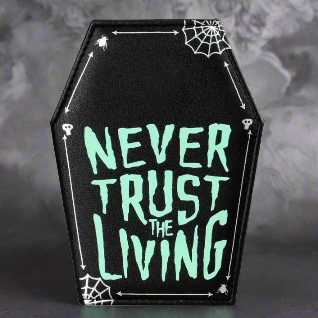 BeetleJuice Never Trust The Living Glow In The Dark Coffin Credit Card Holder