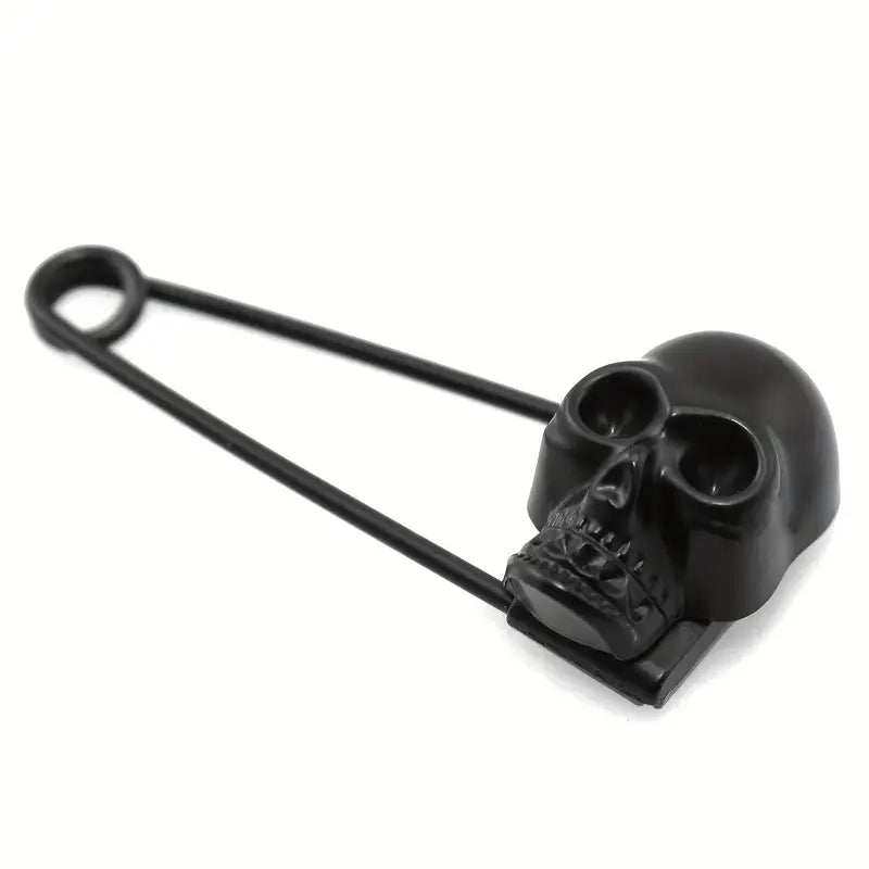 Black Skull Safety Pin  Goth Brooch