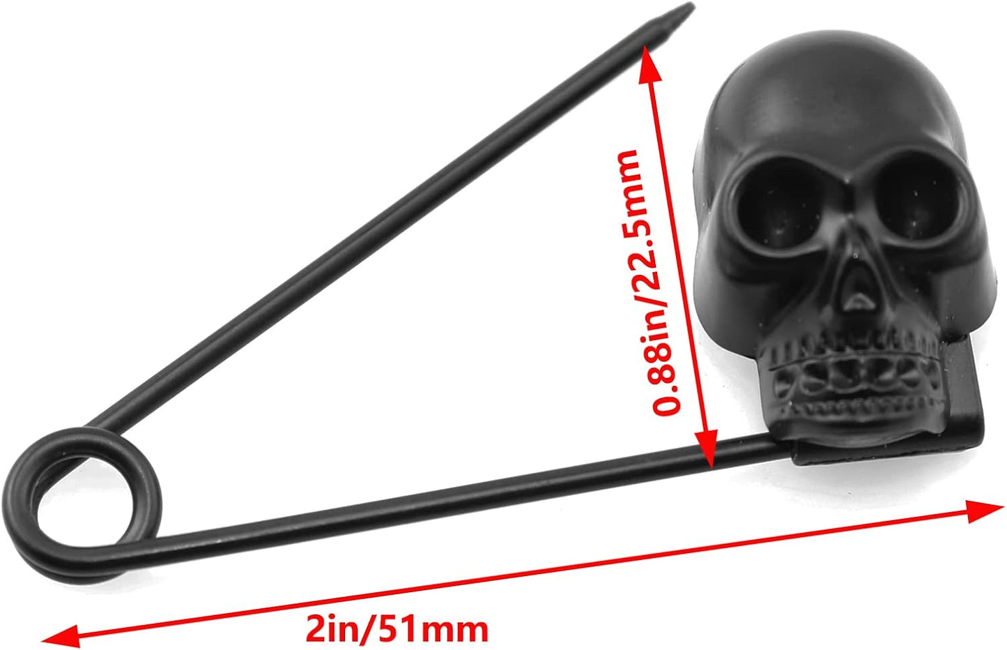 Black Skull Safety Pin  Goth Brooch