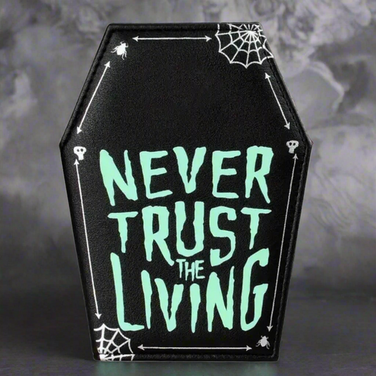 BeetleJuice Never Trust The Living Glow In The Dark Coffin Credit Card Holder