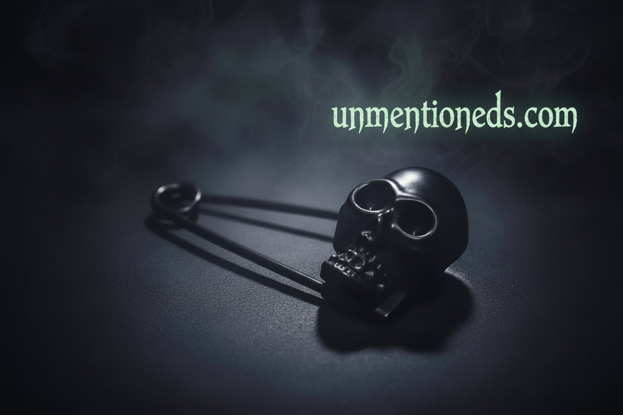 Black Skull Safety Pin  Goth Brooch